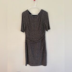 Lauren Ralph Lauren Floral Y2K Mini Body Con Scrunch Waist Dress Navy Blue & Tan